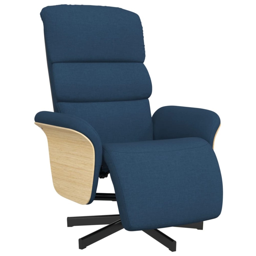 vidaXL Fotoliu rabatabil cu suport de picioare, albastru, textil