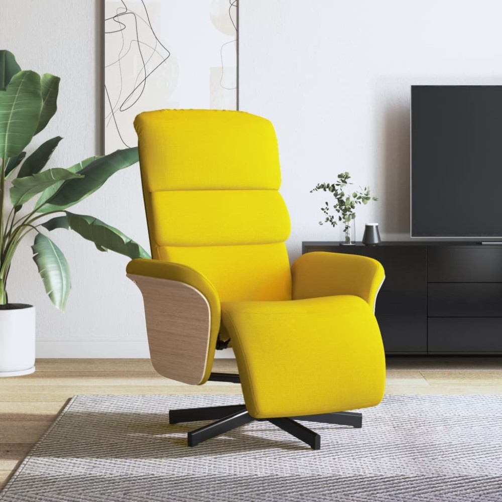 vidaXL Fotoliu rabatabil cu suport de picioare, galben deschis, textil