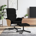 vidaXL Scaun extensibil cu taburet, negru, material textil vidaXL Scaun extensibil cu taburet, negru, material textil