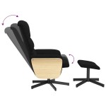 vidaXL Scaun extensibil cu taburet, negru, material textil vidaXL Scaun extensibil cu taburet, negru, material textil