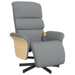 vidaXL Fotoliu rabatabil masaj cu suport picioare gri deschis textil vidaXL Fotoliu rabatabil masaj cu suport picioare gri deschis textil
