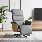 vidaXL Fotoliu rabatabil masaj cu suport picioare gri deschis textil vidaXL Fotoliu rabatabil masaj cu suport picioare gri deschis textil