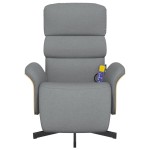 vidaXL Fotoliu rabatabil masaj cu suport picioare gri deschis textil vidaXL Fotoliu rabatabil masaj cu suport picioare gri deschis textil