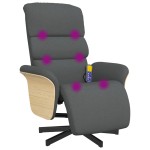vidaXL Fotoliu masaj rabatabil cu suport picioare, gri închis, textil