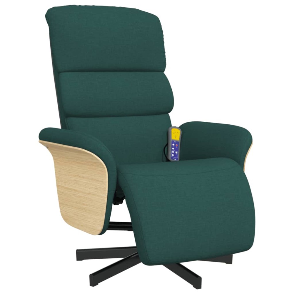 vidaXL Fotoliu masaj rabatabil cu suport picioare verde închis textil