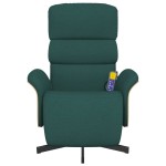 vidaXL Fotoliu masaj rabatabil cu suport picioare verde închis textil