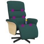 vidaXL Fotoliu masaj rabatabil cu suport picioare verde închis textil