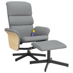 vidaXL Fotoliu de masaj rabatabil cu taburet, gri deschis, textil vidaXL Fotoliu de masaj rabatabil cu taburet, gri deschis, textil