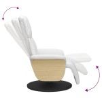 vidaXL Fotoliu rabatabil cu suport de picioare, alb, piele ecologică