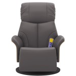 vidaXL Fotoliu de masaj rabatabil, cu taburet, gri, piele ecologică
