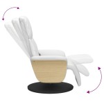 vidaXL Fotoliu de masaj rabatabil, cu taburet, alb, piele ecologică