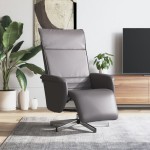 vidaXL Fotoliu rabatabil cu suport de picioare, gri, piele ecologică vidaXL Fotoliu rabatabil cu suport de picioare, gri, piele ecologică