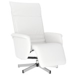 vidaXL Fotoliu rabatabil cu suport de picioare, alb, piele ecologică
