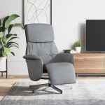 vidaXL Fotoliu rabatabil cu suport de picioare, gri deschis, textil vidaXL Fotoliu rabatabil cu suport de picioare, gri deschis, textil