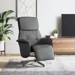 vidaXL Fotoliu rabatabil cu suport de picioare, gri închis, textil vidaXL Fotoliu rabatabil cu suport de picioare, gri închis, textil