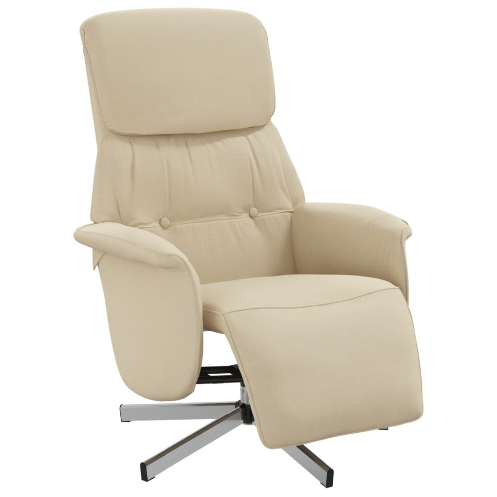 vidaXL Scaun rabatabil cu suport pentru picioare crem material textil