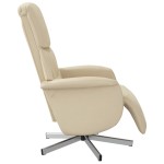 vidaXL Scaun rabatabil cu suport pentru picioare crem material textil