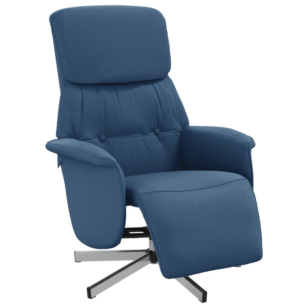 vidaXL Fotoliu rabatabil cu suport de picioare, albastru, textil