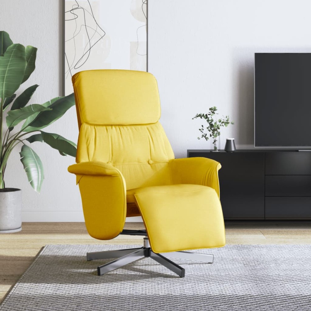 vidaXL Fotoliu rabatabil cu suport de picioare, galben deschis, textil