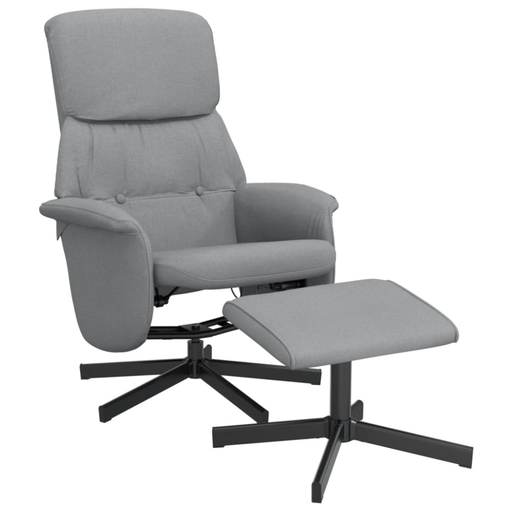 vidaXL Scaun de relaxare cu taburet, gri deschis, textil