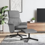 vidaXL Scaun de relaxare cu taburet, gri deschis, textil vidaXL Scaun de relaxare cu taburet, gri deschis, textil