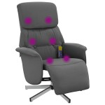 vidaXL Fotoliu masaj rabatabil cu suport picioare, gri închis, textil