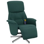 vidaXL Fotoliu masaj rabatabil cu suport picioare verde închis textil