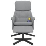 vidaXL Fotoliu de masaj rabatabil cu taburet, gri deschis, textil vidaXL Fotoliu de masaj rabatabil cu taburet, gri deschis, textil