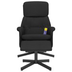 vidaXL Scaun rabatabil cu taburet, negru, material textil vidaXL Scaun rabatabil cu taburet, negru, material textil