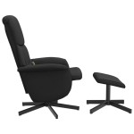 vidaXL Scaun rabatabil cu taburet, negru, material textil vidaXL Scaun rabatabil cu taburet, negru, material textil