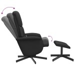 vidaXL Scaun rabatabil cu taburet, negru, material textil vidaXL Scaun rabatabil cu taburet, negru, material textil