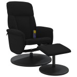 vidaXL Fotoliu de masaj rabatabil cu taburet, negru, catifea vidaXL Fotoliu de masaj rabatabil cu taburet, negru, catifea