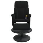 vidaXL Fotoliu de masaj rabatabil cu taburet, negru, catifea vidaXL Fotoliu de masaj rabatabil cu taburet, negru, catifea
