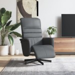 vidaXL Fotoliu rabatabil cu suport de picioare, gri, piele ecologică vidaXL Fotoliu rabatabil cu suport de picioare, gri, piele ecologică