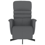 vidaXL Fotoliu rabatabil cu suport de picioare, gri, piele ecologică vidaXL Fotoliu rabatabil cu suport de picioare, gri, piele ecologică