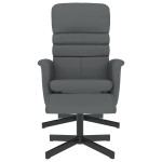 vidaXL Fotoliu rabatabil cu taburet, gri, piele ecologică
