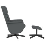vidaXL Fotoliu rabatabil cu taburet, gri, piele ecologică