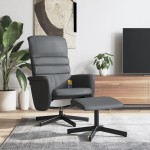 vidaXL Fotoliu de masaj rabatabil cu taburet, gri, piele ecologică vidaXL Fotoliu de masaj rabatabil cu taburet, gri, piele ecologică
