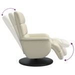 vidaXL Fotoliu rabatabil cu suport de picioare, crem, piele ecologică