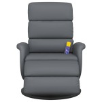 vidaXL Fotoliu de masaj rabatabil, cu taburet, gri, piele ecologică