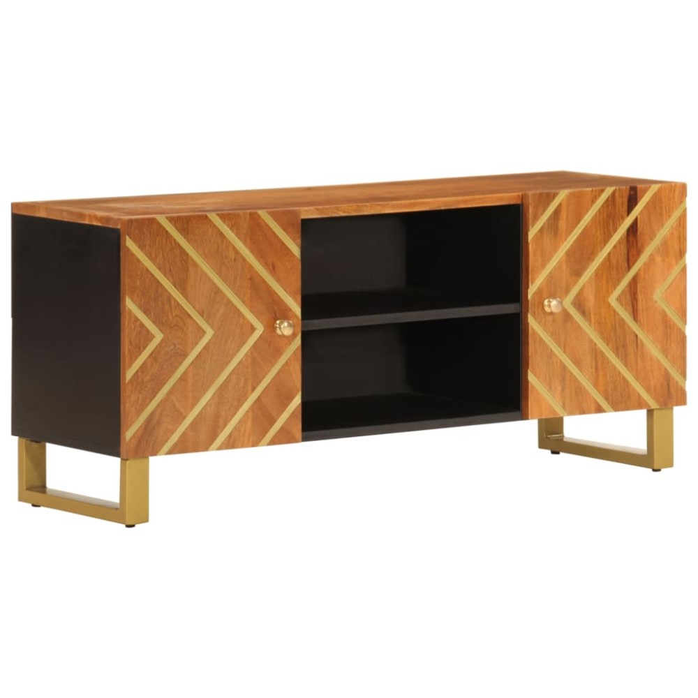 vidaXL Dulap TV maro și negru 105x33,5x46 cm lemn masiv de mango