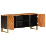 vidaXL Dulap TV maro și negru 105x33,5x46 cm lemn masiv de mango