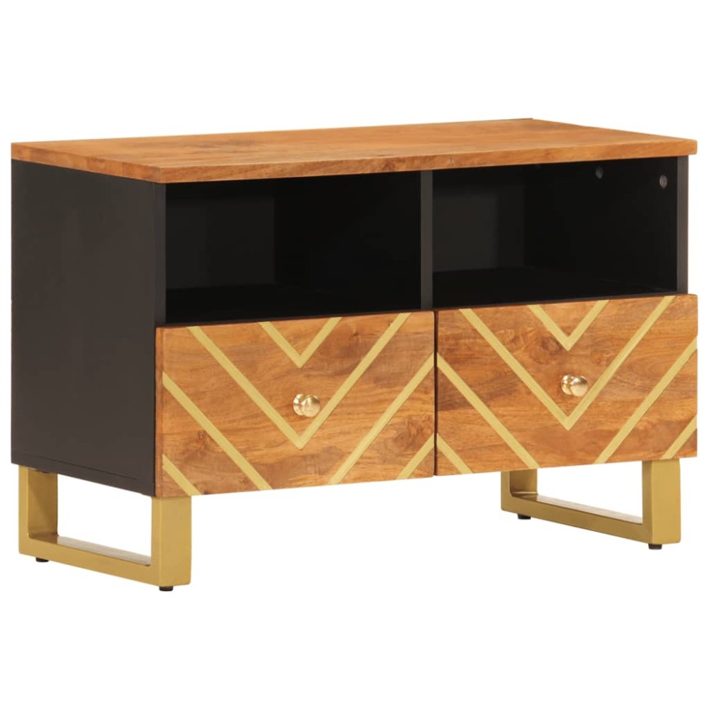 vidaXL Dulap TV, maro și negru, 70x33,5x46 cm, lemn masiv de mango