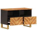 vidaXL Dulap TV, maro și negru, 70x33,5x46 cm, lemn masiv de mango