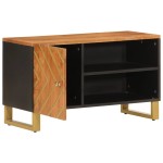 vidaXL Dulap TV, maro și negru, 80x31,5x46 cm, lemn masiv de mango