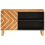 vidaXL Dulap TV, maro și negru, 80x31,5x46 cm, lemn masiv de mango
