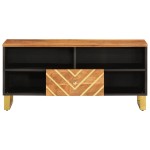 vidaXL Dulap TV, maro și negru, 100x33,5x46 cm, lemn masiv de mango