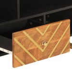 vidaXL Dulap TV, maro și negru, 100x33,5x46 cm, lemn masiv de mango