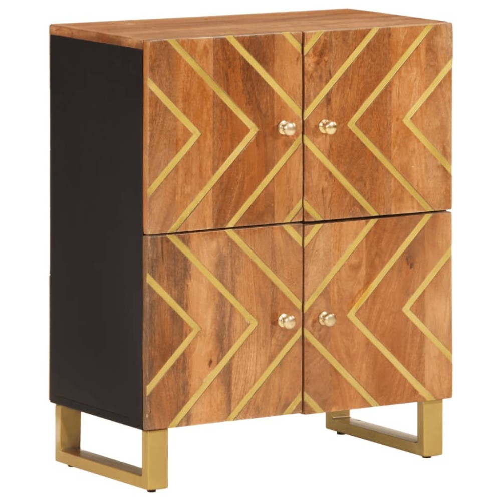 vidaXL Dulap lateral, maro și negru, 60x33,5x75 cm lemn masiv de mango