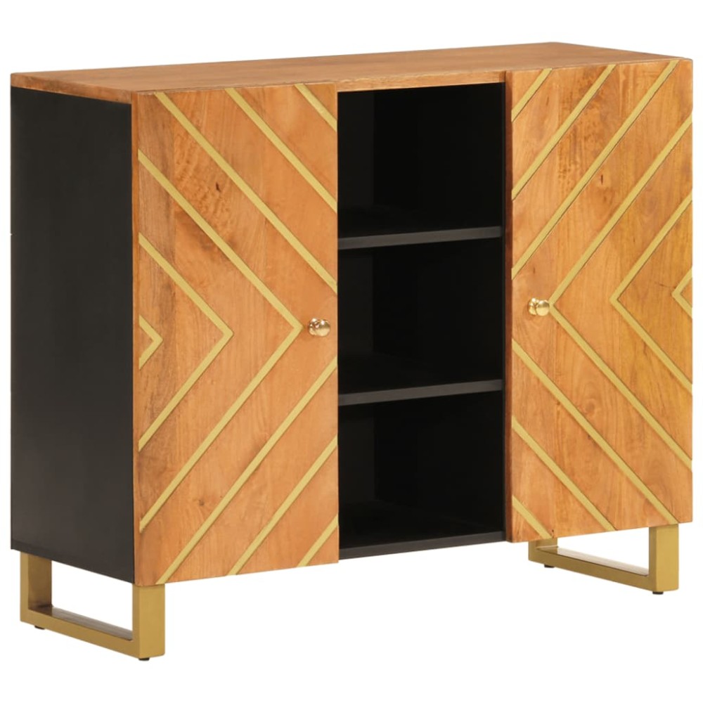 vidaXL Dulap lateral, maro și negru, 90x33,5x75 cm lemn masiv de mango